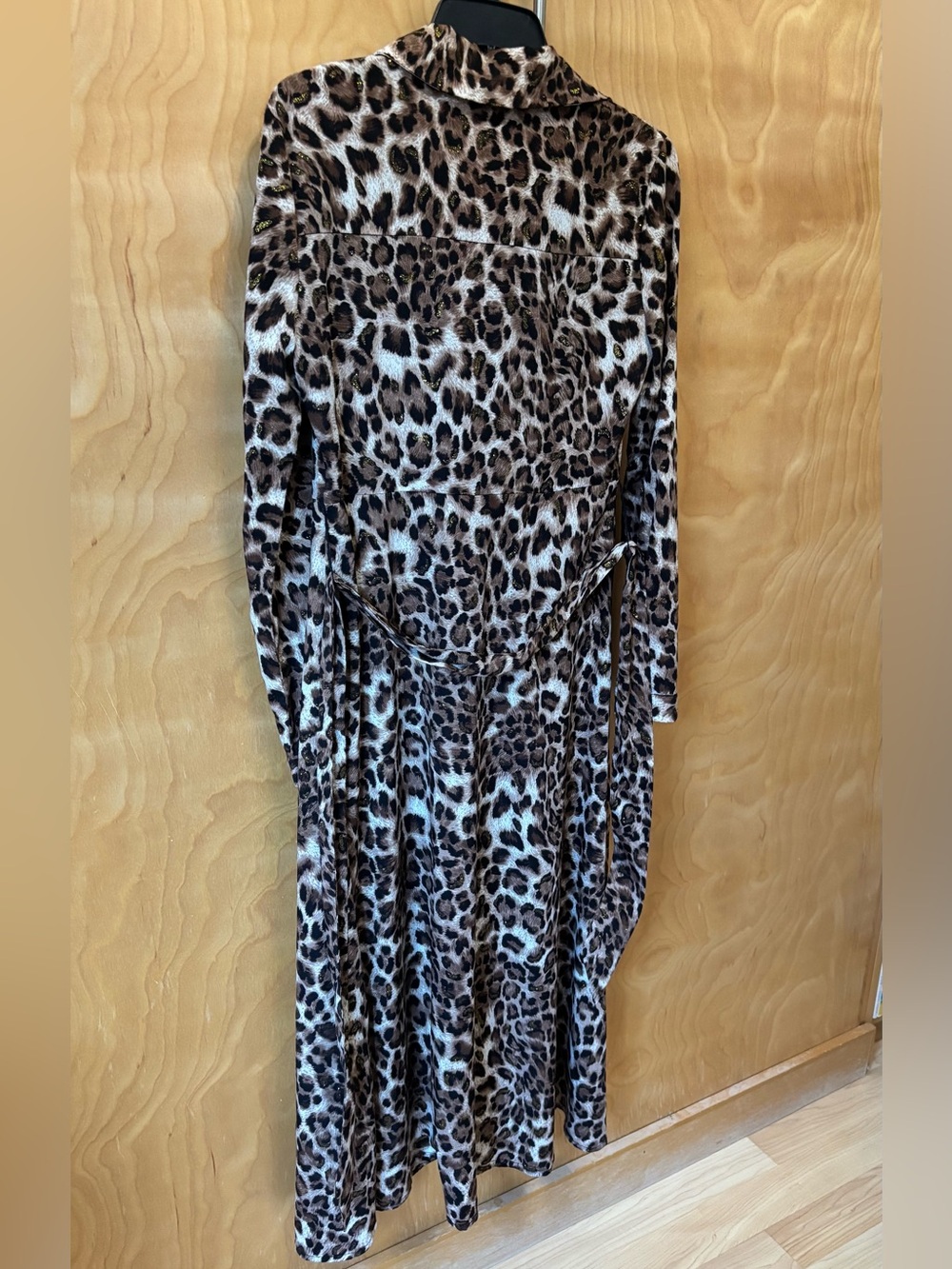 Lea & Viola Leopard Print Maxi Trench Coat - Brown & Black sz S - Picture 4 of 8